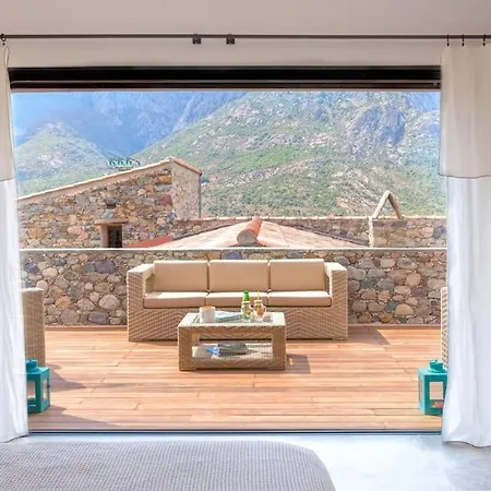 Villa Maison En Pierre Corse Avec Vue Proche Des Gorges De L'asco Entre Montagne Et Piscine