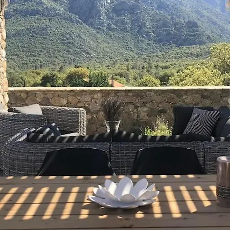 Maison En Pierre Corse Avec Vue Proche Des Gorges De L'asco Entre Montagne Et Piscine Villa Moltifao