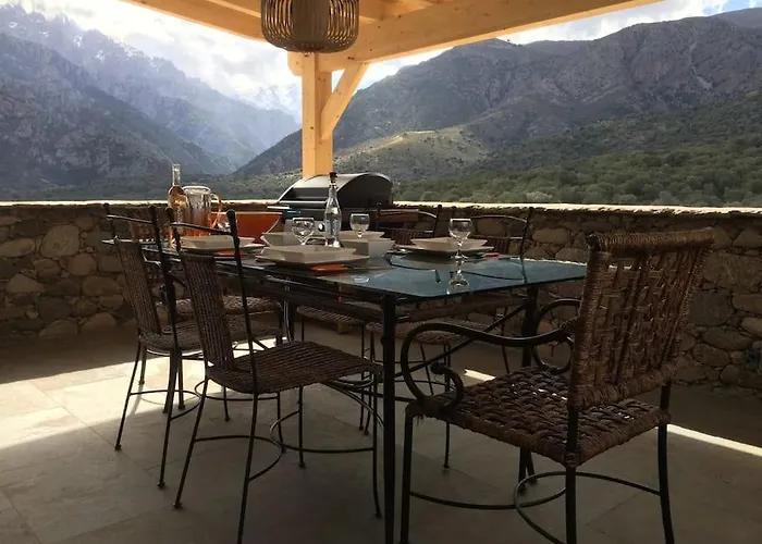 Maison En Pierre Corse Avec Vue Proche Des Gorges De L'asco Entre Montagne Et Piscine Vila